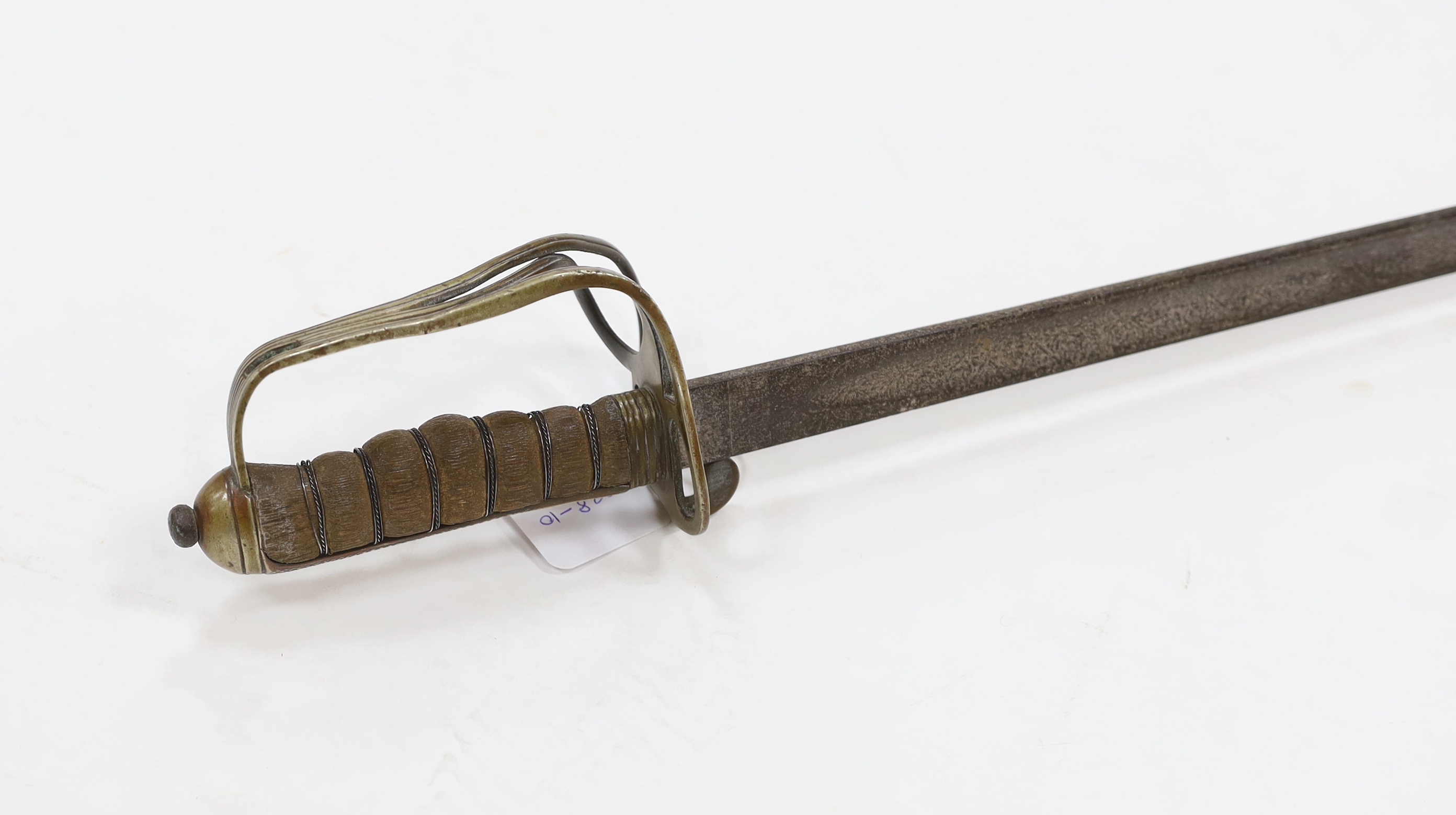 A World War I artillery officer’s sword with nickel guard, blade 82cm